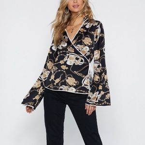Nasty Gal Chiffon Wrap Blouse